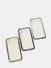 Серый чехол силиконовый iPhone 7 , 7 Plus , 8 , 8 Plus , X , Xs , прозрачный с окантовкой