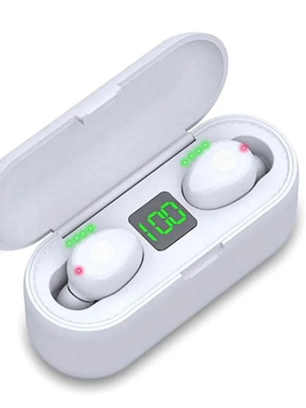 Белый беспроводные наушники, TWS F9, сенсорные Bluetooth