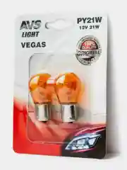 Лампа AVS Vegas 12V. PY21W(BAU15S)"orange" смещ.штифт (2шт.)
