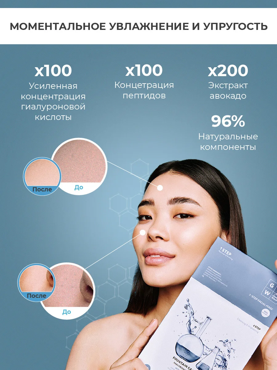 Glow Witch Увлажняющая двухфазная маска тканевая для лица гиалуроновая кислота пептиды