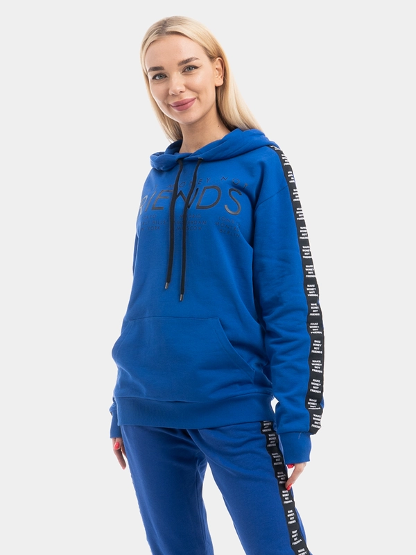 Толстовка Make money not friends, синяя
