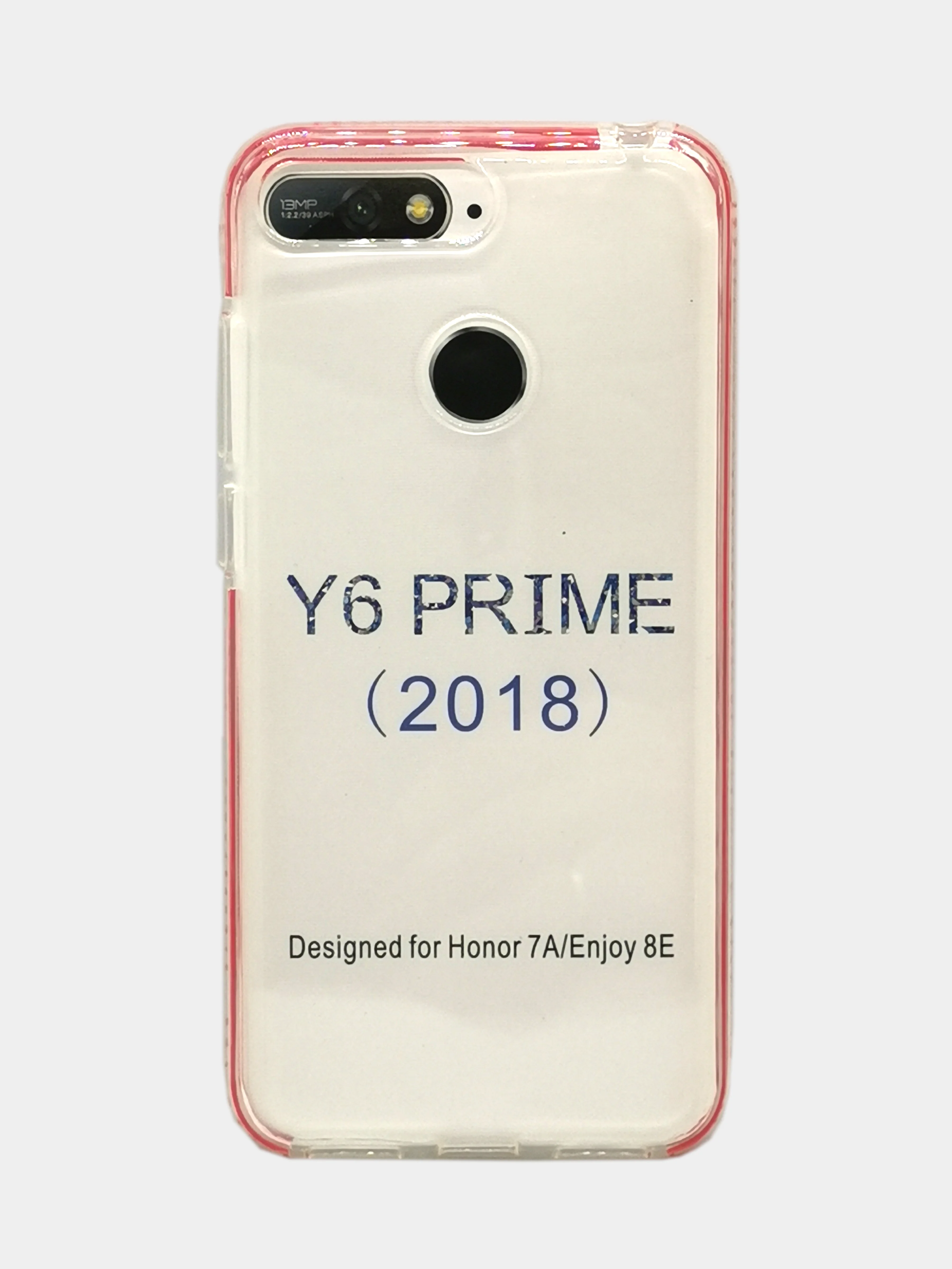 Голубой чехол силиконовый прозрачный, с цветной вставкой, для Honor Y6 Prime 2018 / Honor 7A Pro