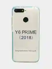 Голубой чехол силиконовый прозрачный, с цветной вставкой, для Honor Y6 Prime 2018 / Honor 7A Pro