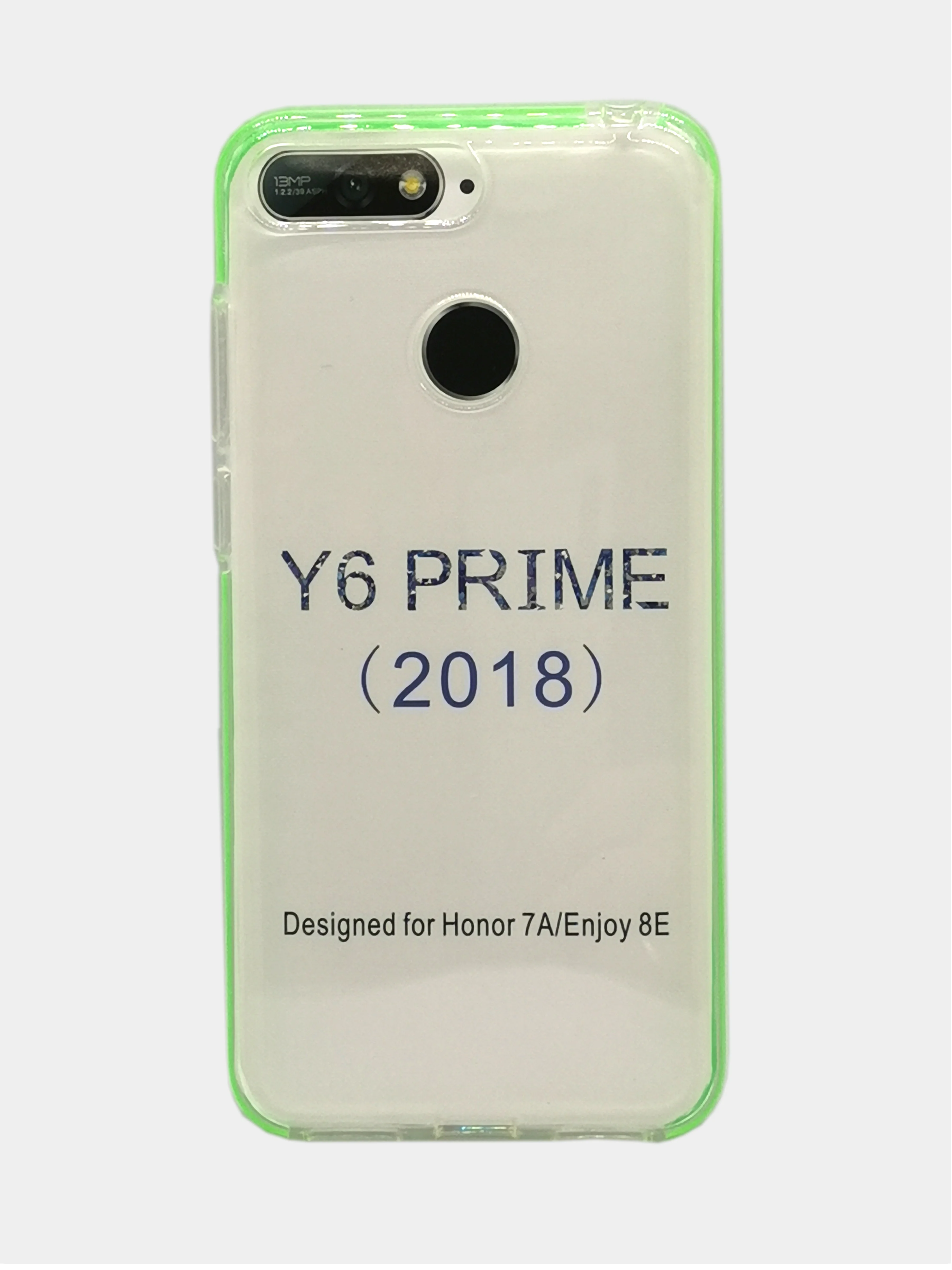 Лайм чехол силиконовый прозрачный, с цветной вставкой, для Honor Y6 Prime 2018 / Honor 7A Pro