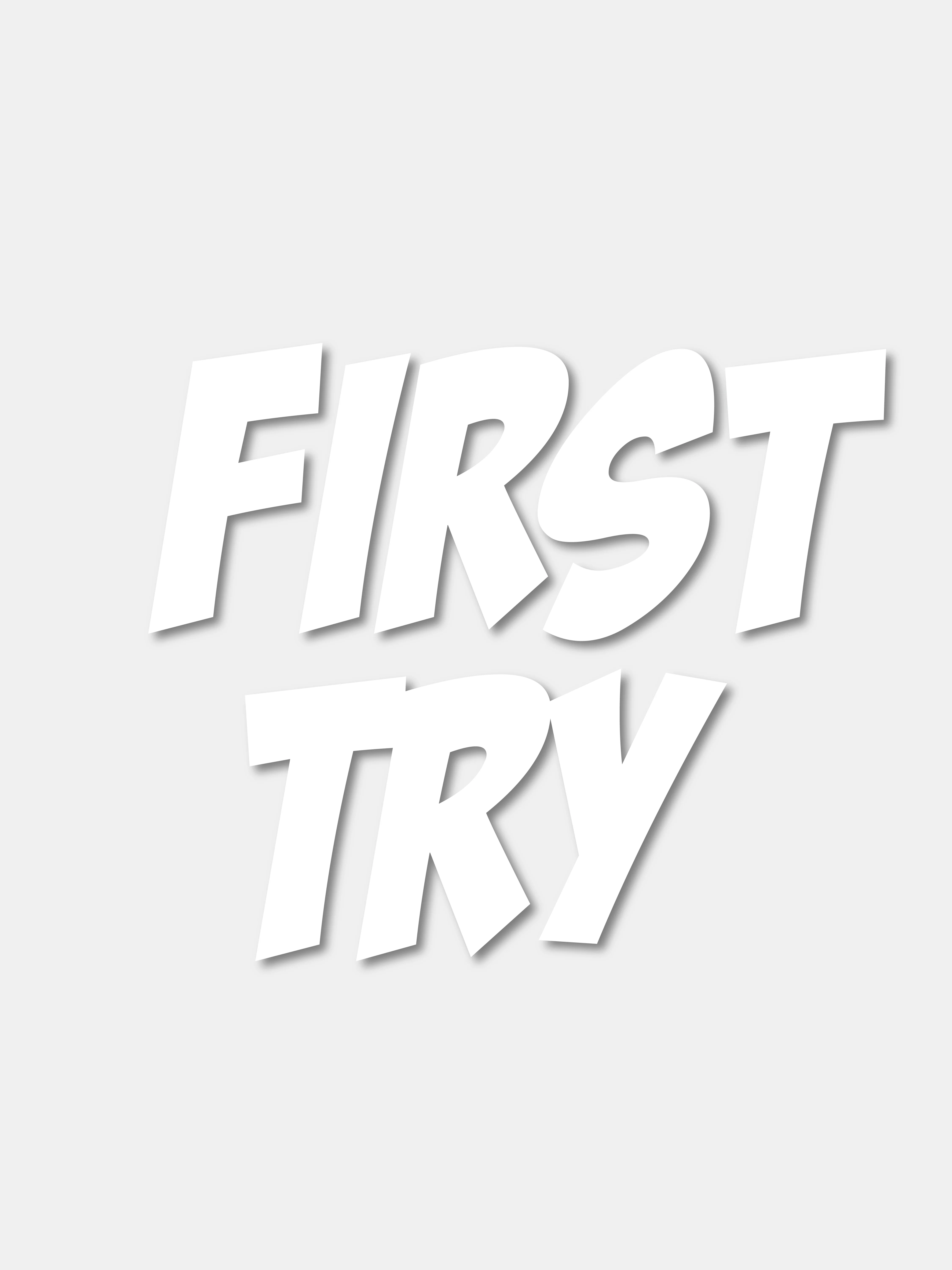 Белый наклейка "First Try"