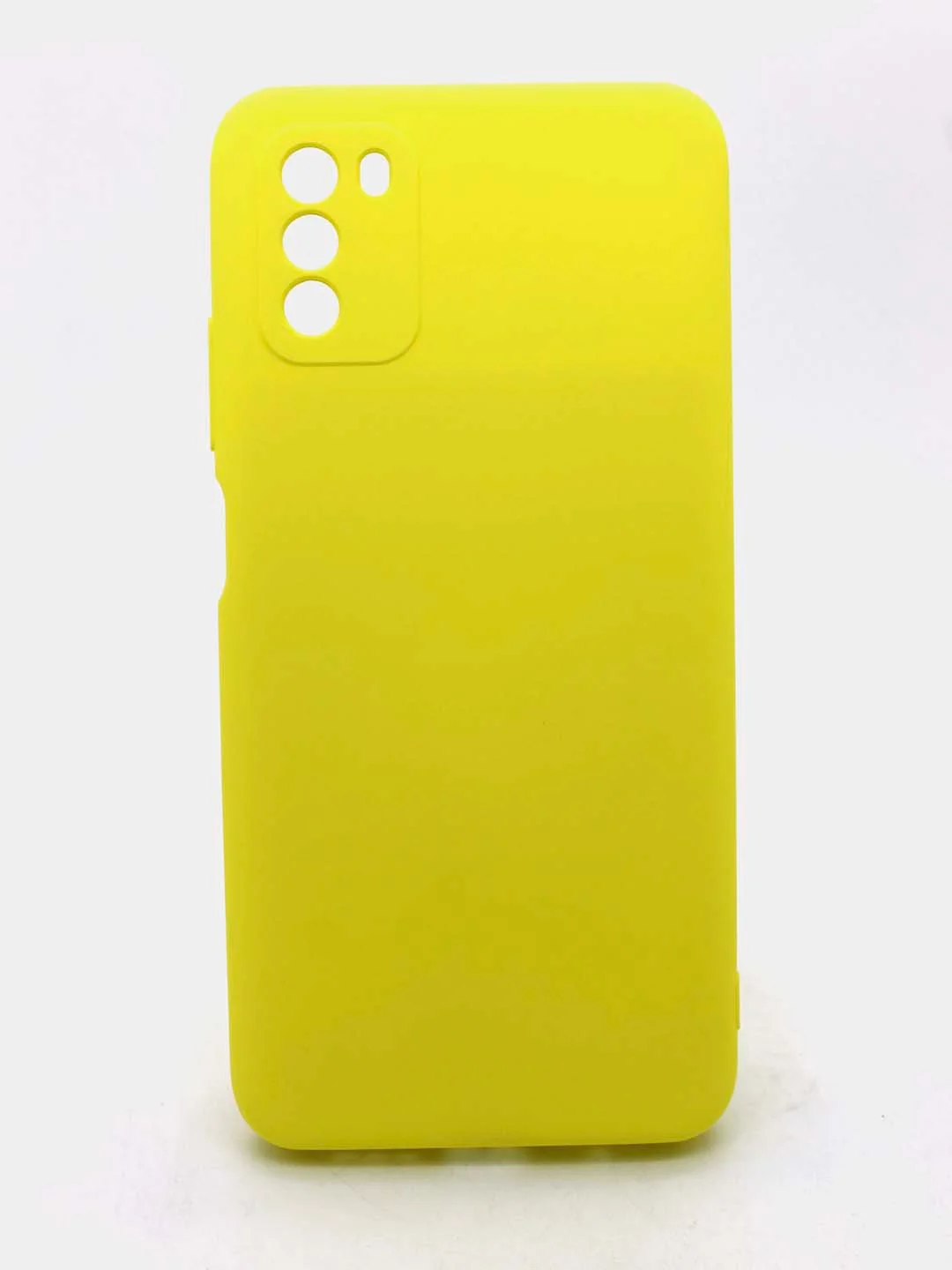 Желтый чехол силиконовый с микрофиброй и защитой камеры для Xiaomi Poco M3 (покофон)