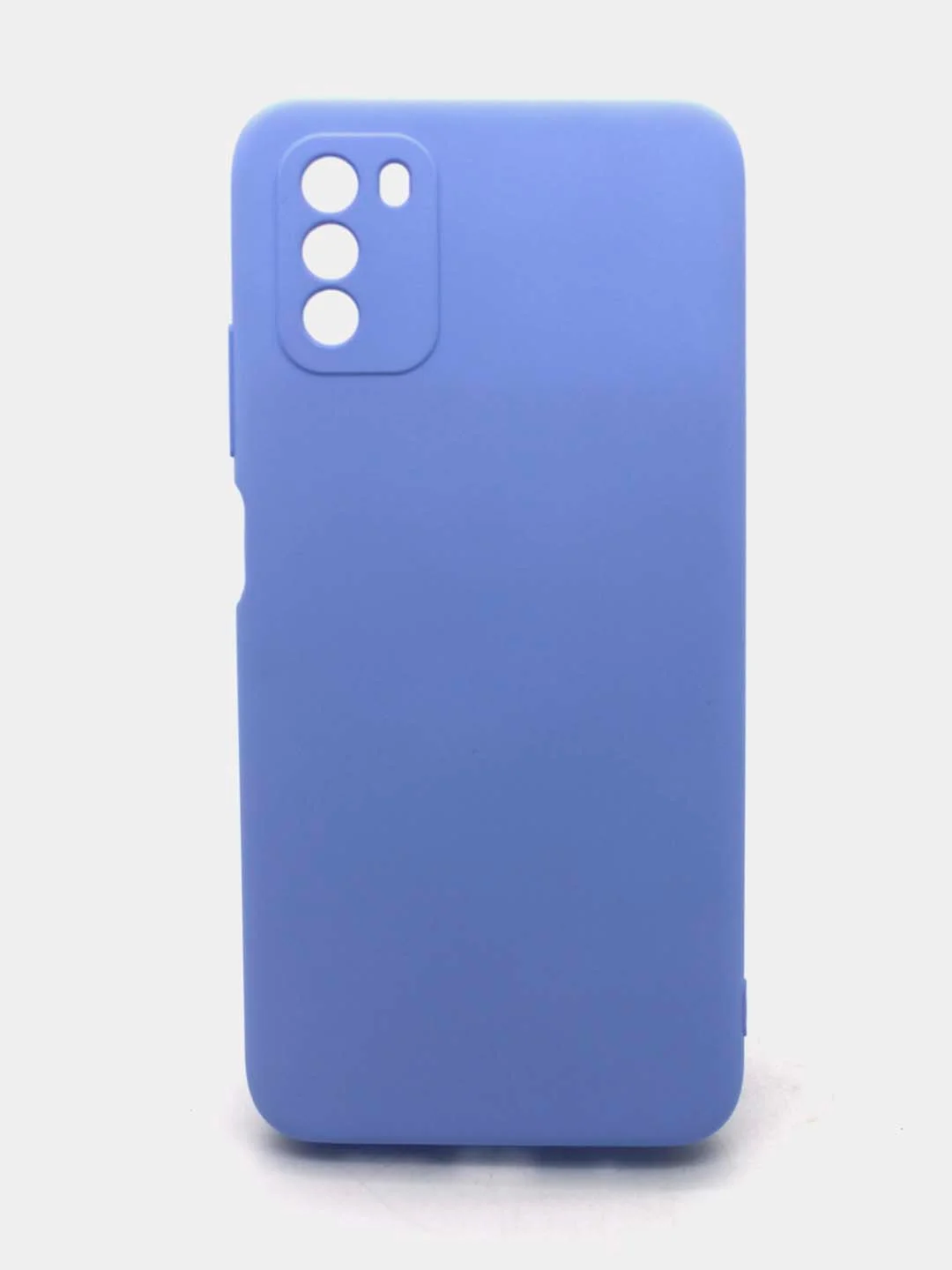 Голубой чехол силиконовый с микрофиброй и защитой камеры для Xiaomi Poco M3 (покофон)