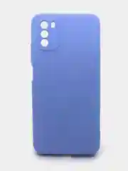 Голубой чехол силиконовый с микрофиброй и защитой камеры для Xiaomi Poco M3 (покофон)