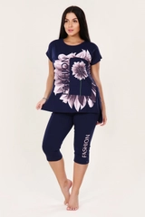РУСЯ / Костюм с бриджами - FASHION flower - 397 - т-синий