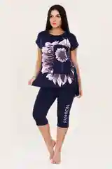РУСЯ / Костюм с бриджами - FASHION flower - 397 - т-синий