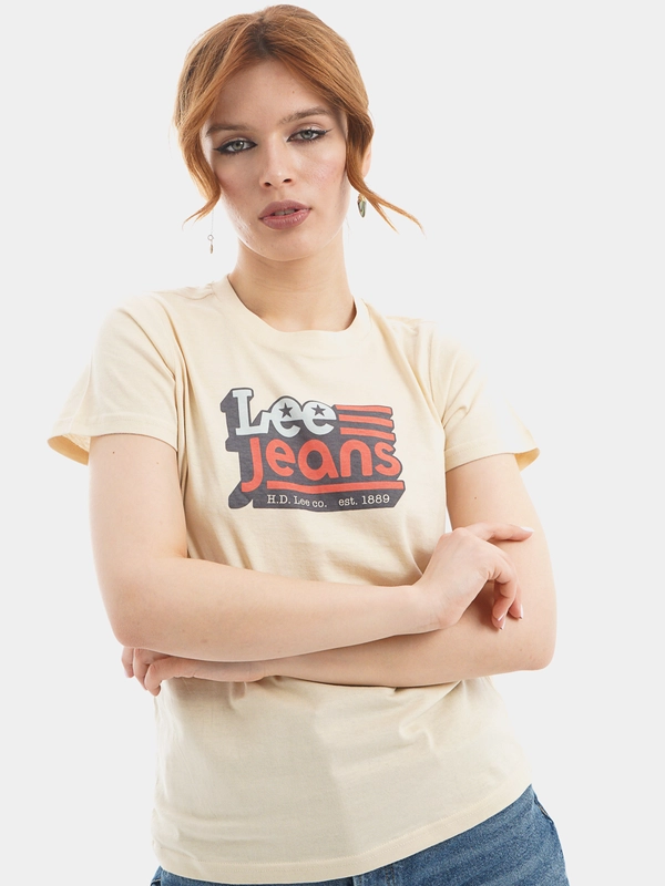 Футболка женская Lee Crew Neck Tee Bleached Sand с принтом