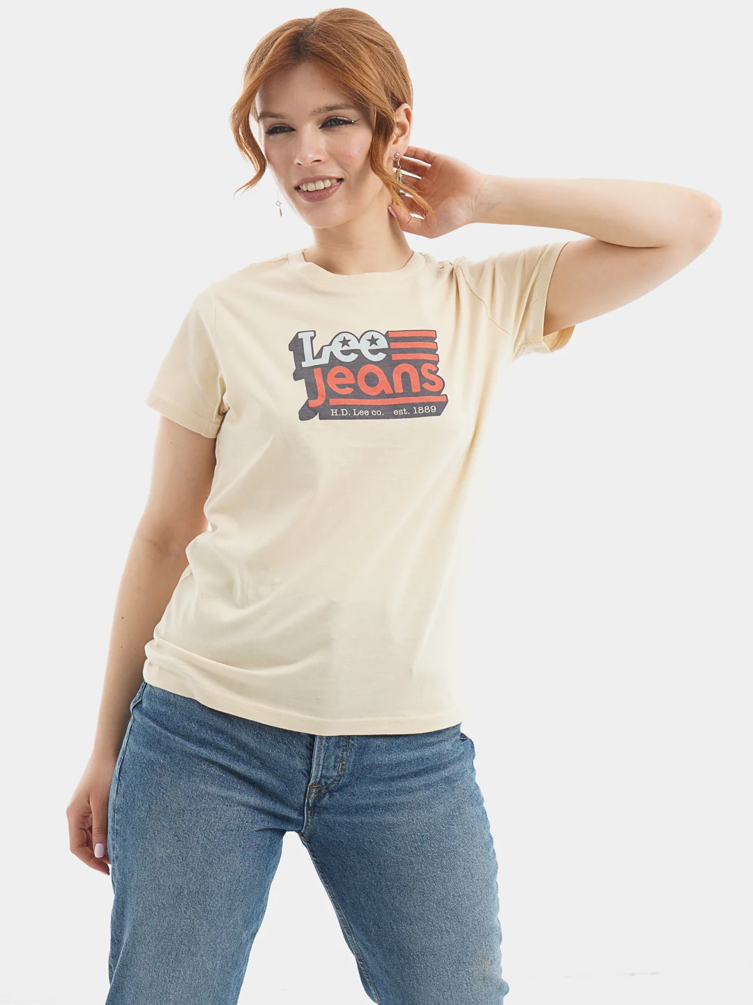 Футболка женская Lee Crew Neck Tee Bleached Sand с принтом