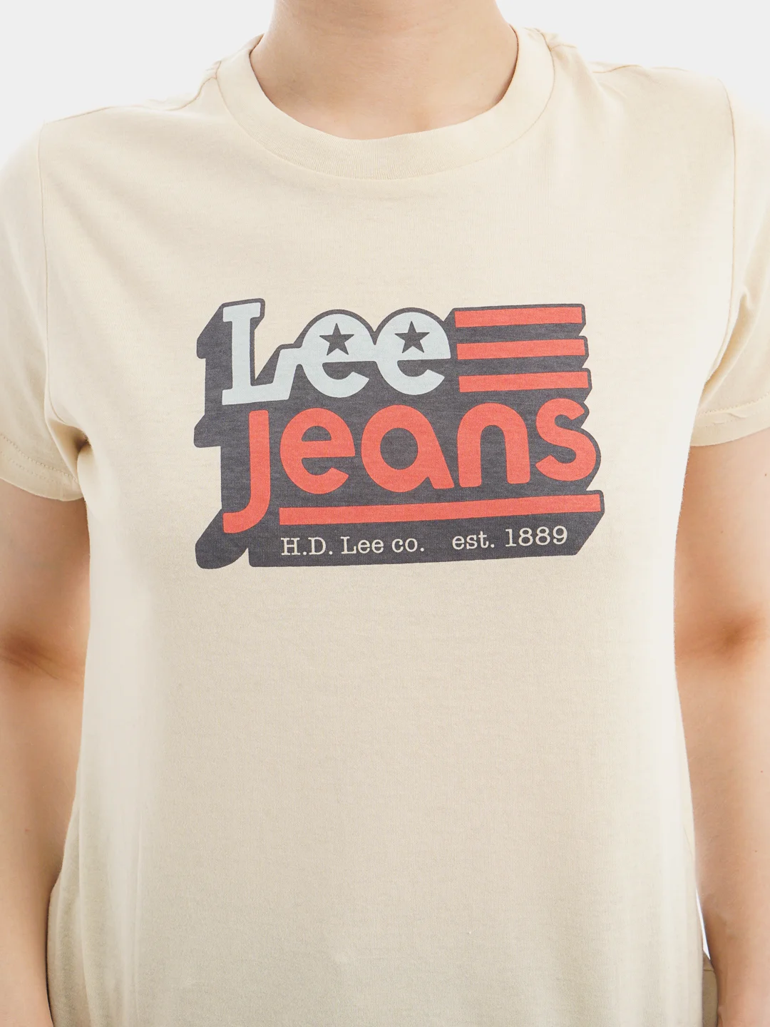 Футболка женская Lee Crew Neck Tee Bleached Sand с принтом