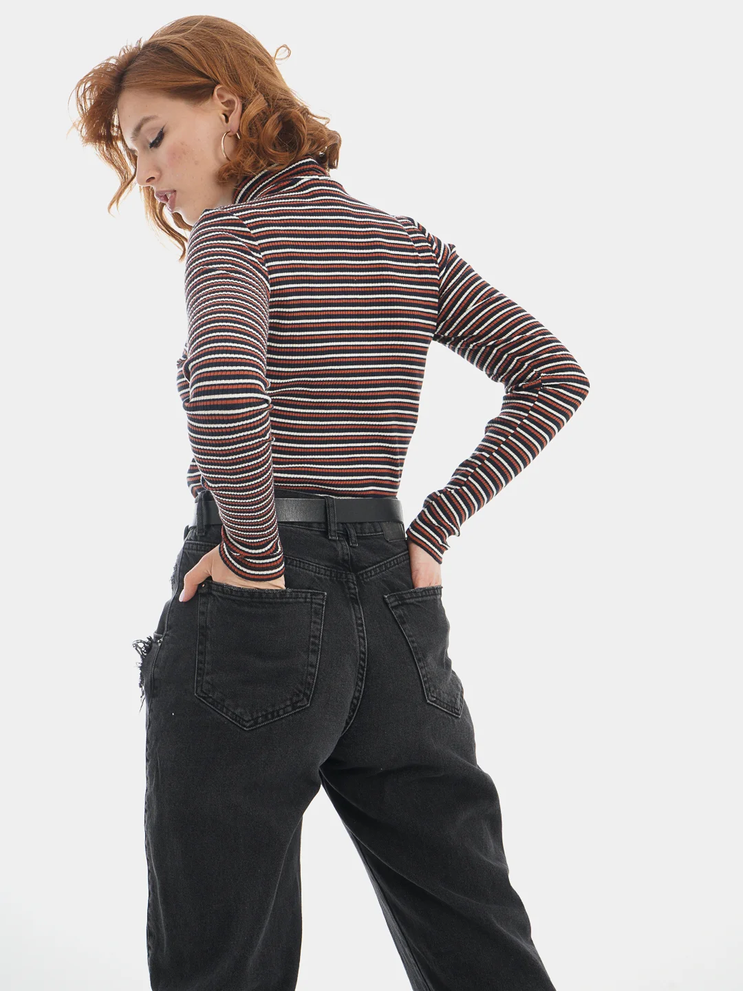 Лонгслив женский Lee Ls Striped Rib Tee Burnt Ocra, полосатый