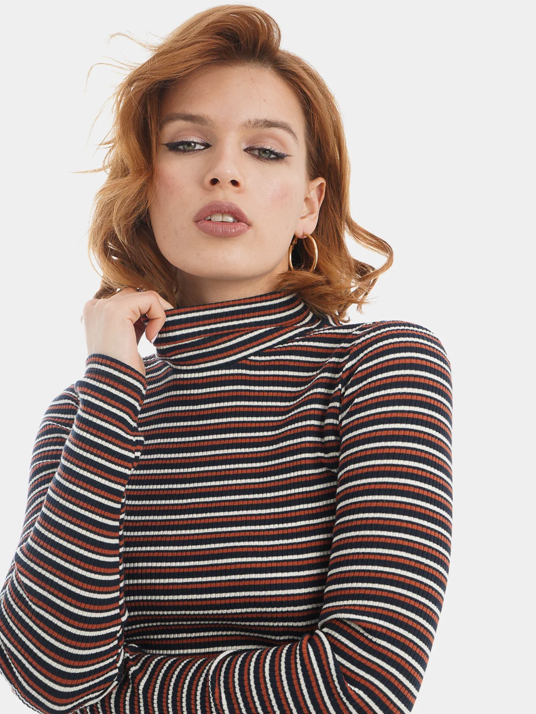Лонгслив женский Lee Ls Striped Rib Tee Burnt Ocra, полосатый