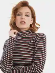 Лонгслив женский Lee Ls Striped Rib Tee Burnt Ocra, полосатый