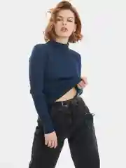 Лонгслив женский Lee LS STRIPED RIB TEE WASHED BLUE, темно-синий, полосатый