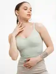 Мятный женский спортивный топ с открытой спиной