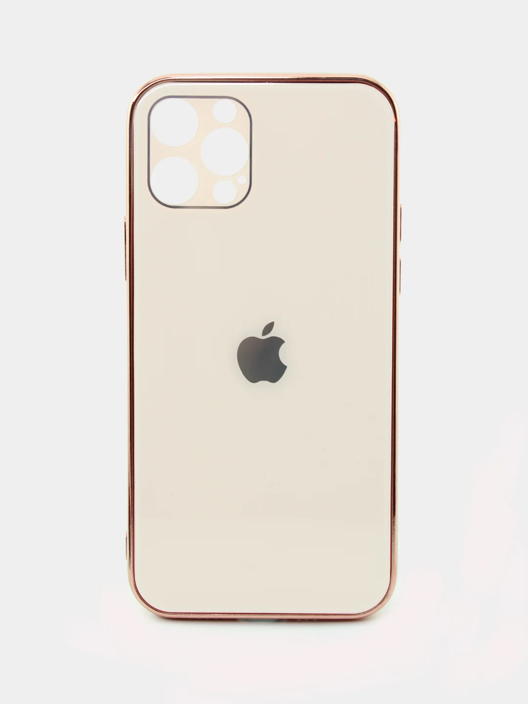 Бежевый стеклянный чехол для iPhone 12 mini, 12 Pro, 12 Pro Max, с гальваническим покрытием