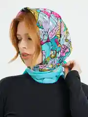 Бирюзовый платок с рисунком "Коты"