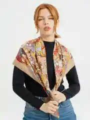 Хаки платок с рисунком "Коты"