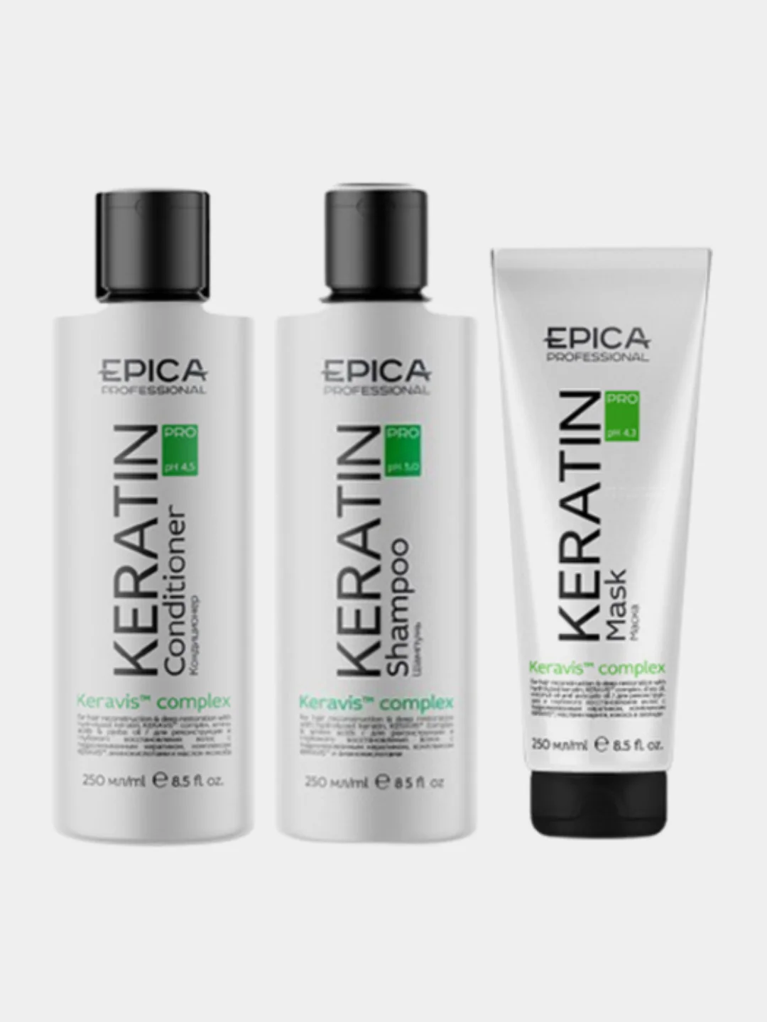EPICA Набор для волос Keratin Pro (шампунь 250мл, кондиционер 250мл, маска 250мл)