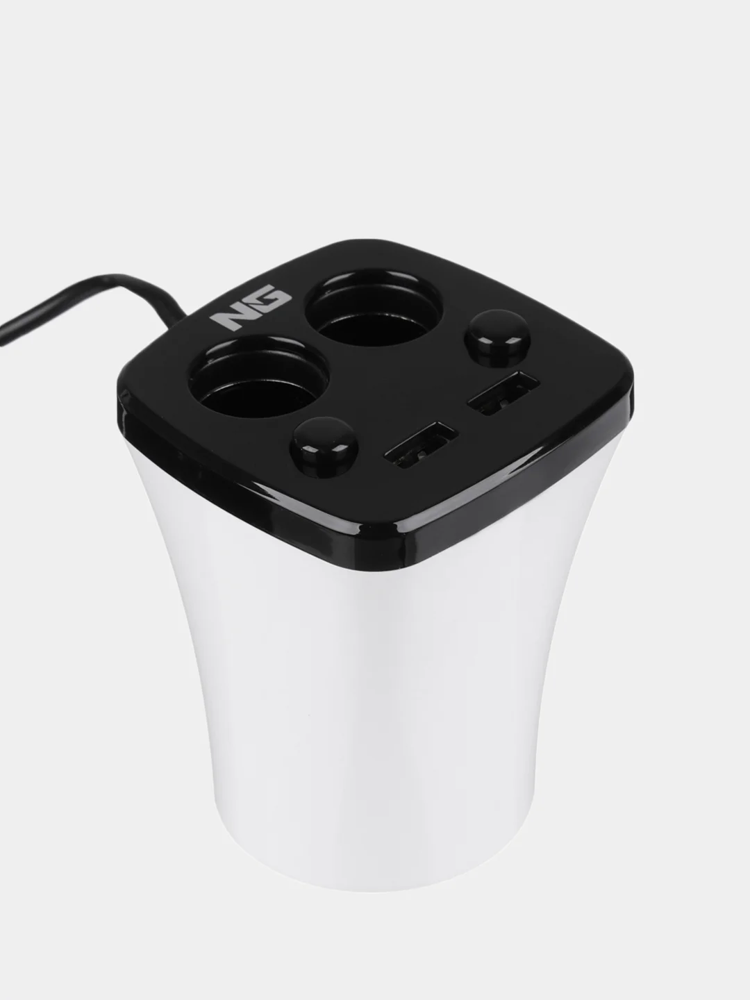Зарядное устройство в авто подстаканник, 2 гнезда прикуривателя, 2xUSB, 3.1А пластик