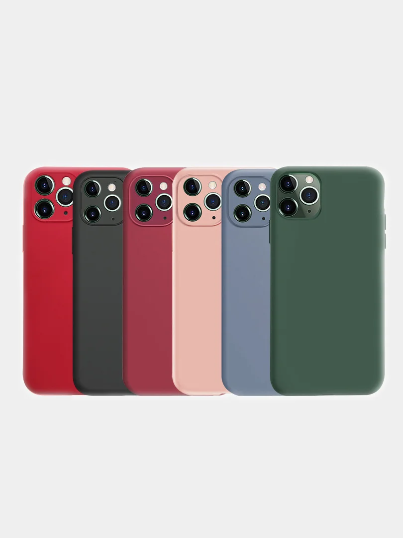Красный силиконовый чехол с защитой камеры на iPhone 11, 11 Pro с бархатной подкладкой