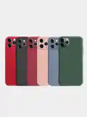 Красный силиконовый чехол с защитой камеры на iPhone 11, 11 Pro с бархатной подкладкой