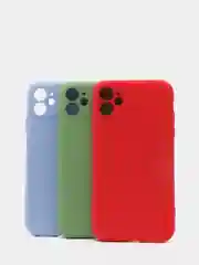 Красный силиконовый чехол с защитой камеры на iPhone 11, 11 Pro с бархатной подкладкой