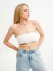 Белый топ-бра с завязками