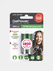 2 шт Аккумулятор пальчиковый АА 1800/2850мАч GoPower Аккумуляторная батарейка Ni-MH AA