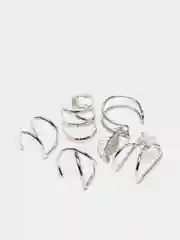 Серебряный регулируемый кафф для ушей - набор 5 штук