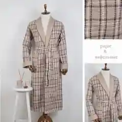 Бежевый мужской вафельный халат
