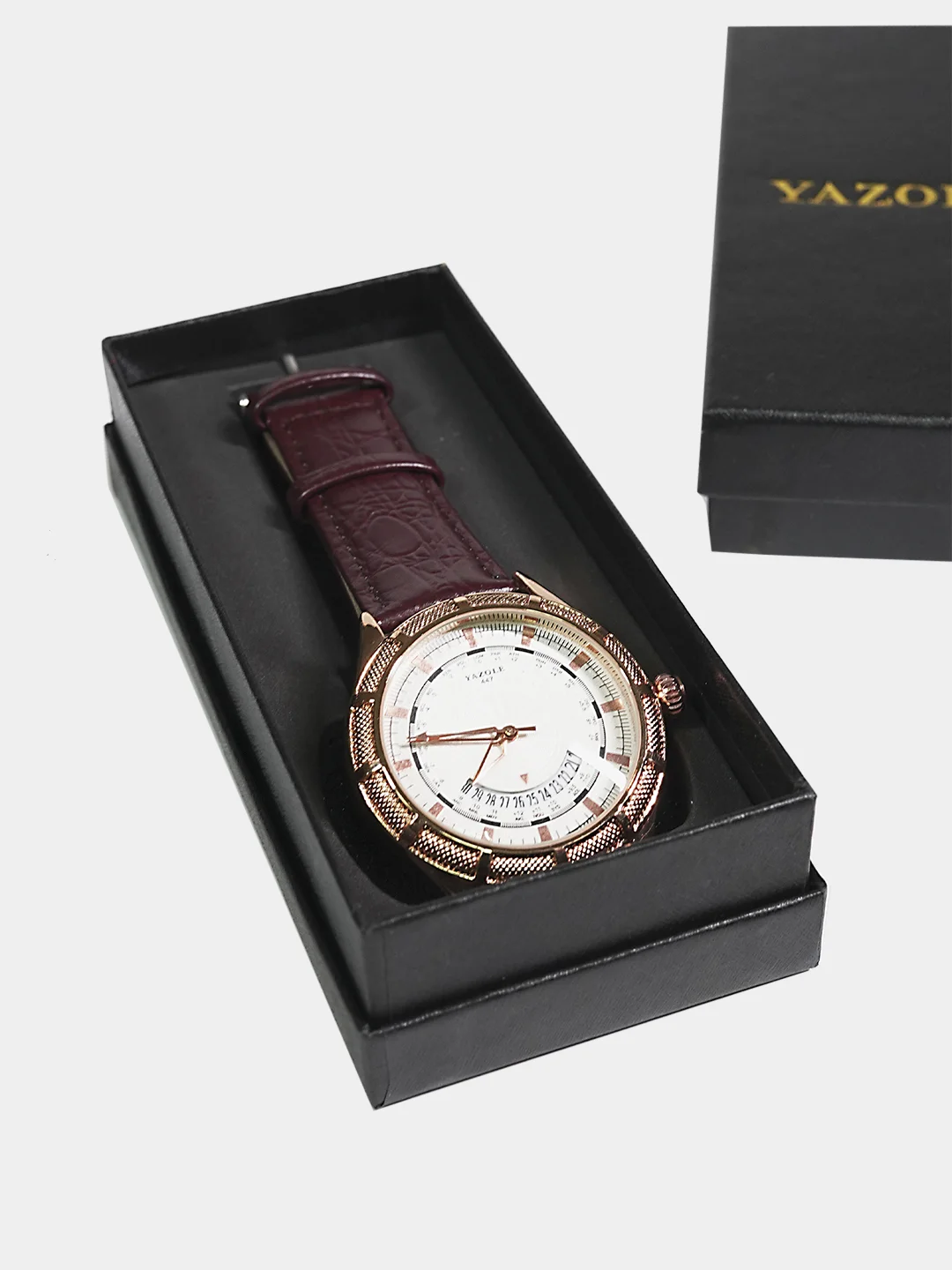 Серый меланж мужские часы Yazole 447, в подарочной коробке