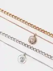 Серебряный цепочка многослойная с монеткой