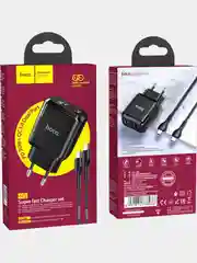 Черный сетевое зарядное устройство Hoco N5 + Type-C to Type-C Быстрая зарядка QC3.0 PD 20W