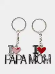 Белый брелоки для ключей "I love papa", "I love mom"
