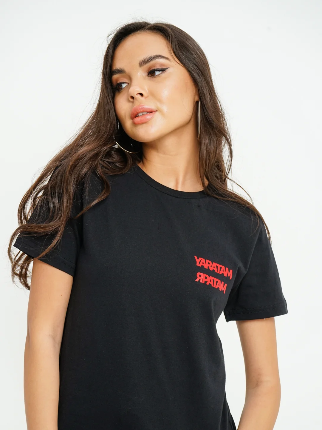 Футболка Seletstore с принтом "Yaratam Яратам", хлопок, черная