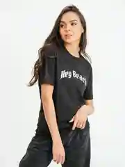 Футболка черная c принтом "Hey Beach", унисекс, 100% хлопок