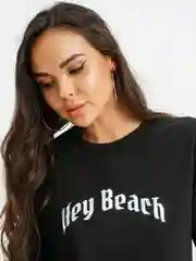 Футболка черная c принтом "Hey Beach", унисекс, 100% хлопок