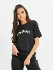 Футболка черная c принтом "Hey Beach", унисекс, 100% хлопок