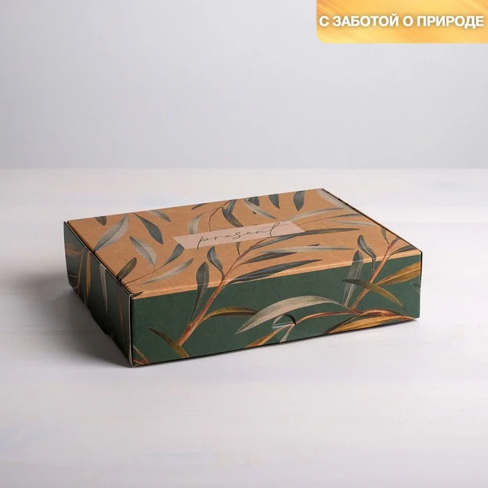 Коробка крафтовая, эко стиль, 21 х 15 х 5 см