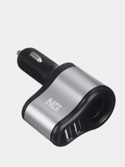 Устройство зарядное автомобильное, 1 выход, 2xUSB, 2А, 12/24В пластик, металл