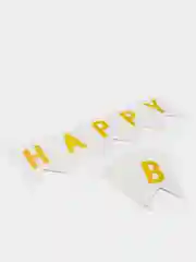 Белый гирлянда-растяжка и флажки  "Happy Birthday" 26 видов