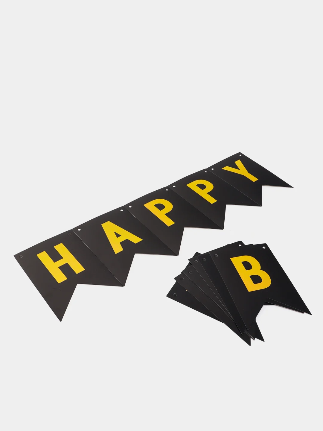 Черный гирлянда-растяжка и флажки  "Happy Birthday" 26 видов