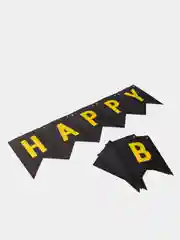 Черный гирлянда-растяжка и флажки  "Happy Birthday" 26 видов