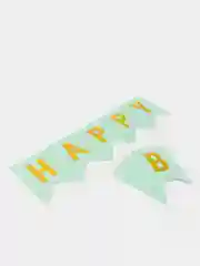 Бирюзовый гирлянда-растяжка и флажки  "Happy Birthday" 26 видов