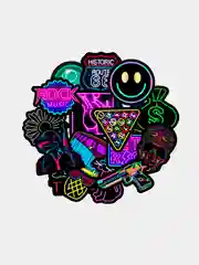 Наклейки стикеры Neon/Неоновые/50 штук/ Стикерпак