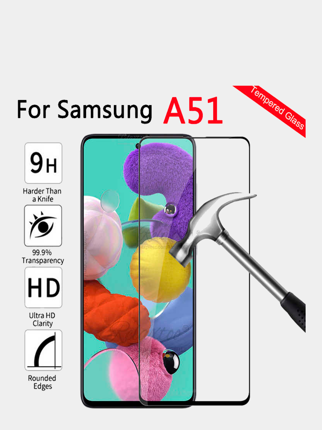 Защитное стекло 9D на Samsung A51 купить по цене 46.78 ₽ в  интернет-магазине Магнит Маркет